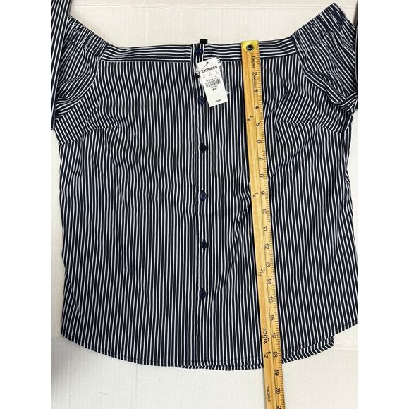 Express Women's Blouse Off Shoulder Button Up Striped Size S - Picture 4 of 7